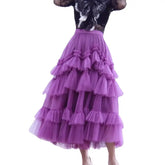 Ruffles Multilayer Mesh Long Skirts